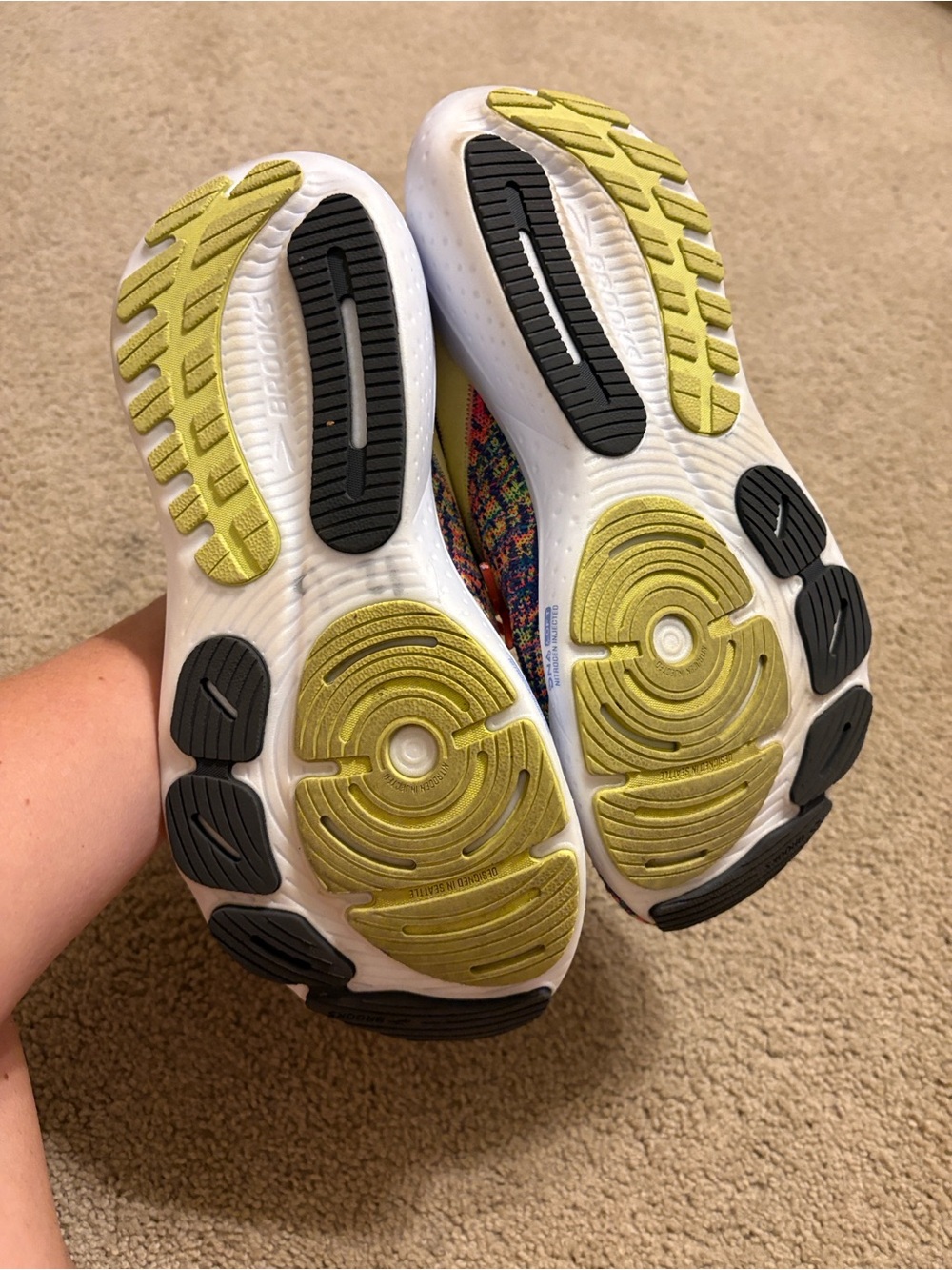 Brooks Multicolor Knit Running Sneakers with Yellow Accent - Picture 11 of 15